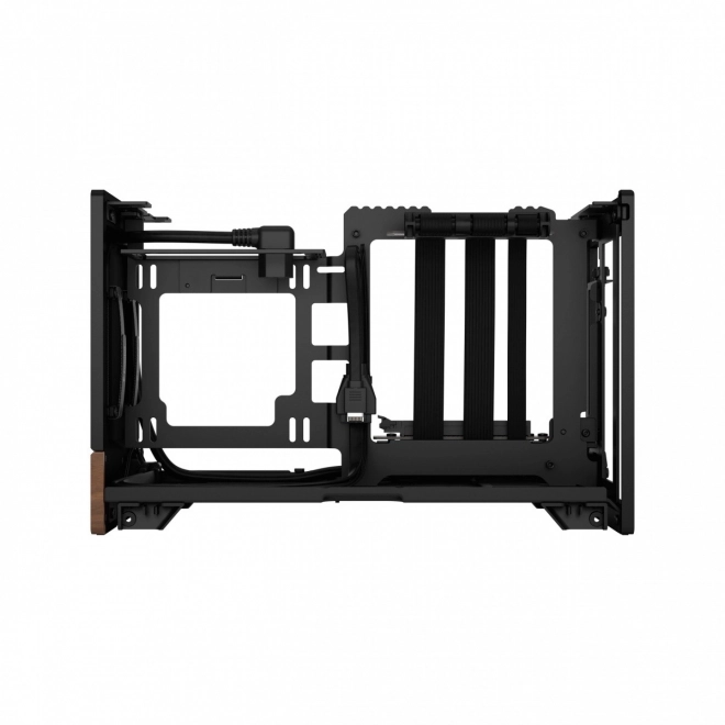 Boîtier d'ordinateur noir élégant avec base en bois