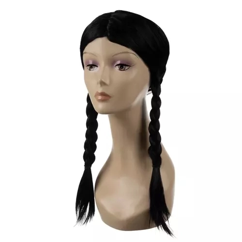 Longue perruque pour femmes avec deux tresses