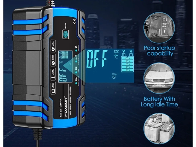 Chargeur automatique de voiture avec fonction de réparation 12V 24V