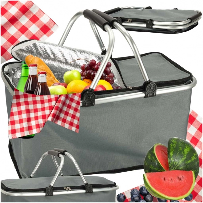 Panier à pique-nique thermique pliable gris