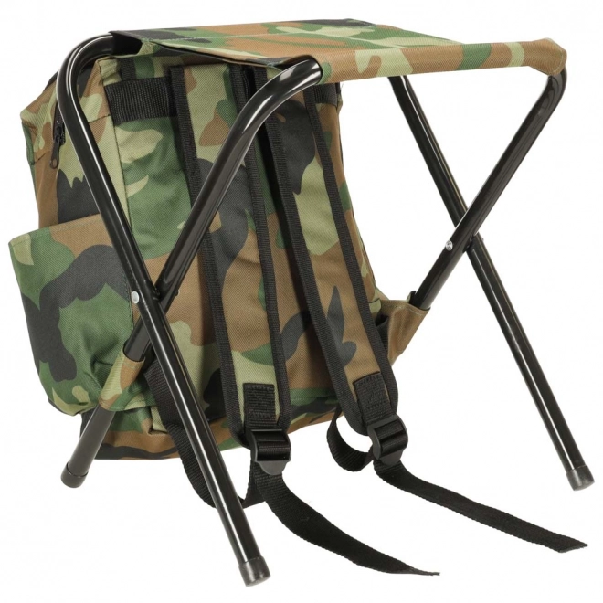 Chaise pliante de randonnée sans dossier avec sac à dos en motif camouflage