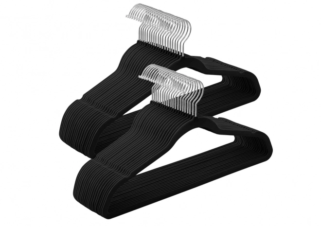 Ensemble de cintres en velours avec crochet pivotant noir 10 pièces