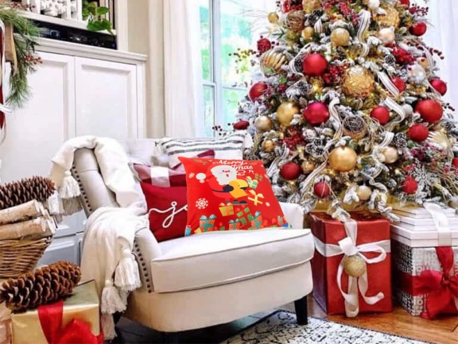Housse de coussin de Noël 45x45 pour les cadeaux de Noël Mickey