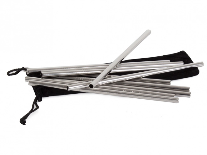 Pailles en acier inoxydable réutilisables 10 pcs droites + brosse de nettoyage
