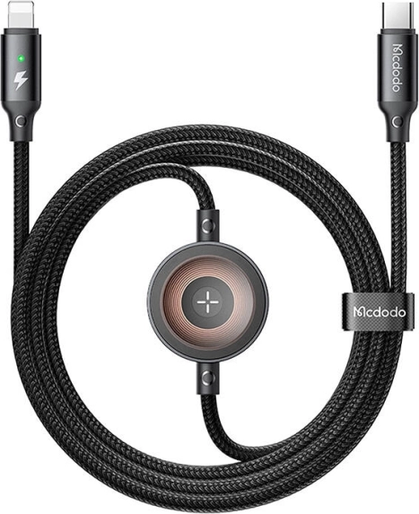 Mcdodo câble 2‑en‑1 USB‑C vers Lightning et chargeur pour Apple Watch 36 W, 1,5 m