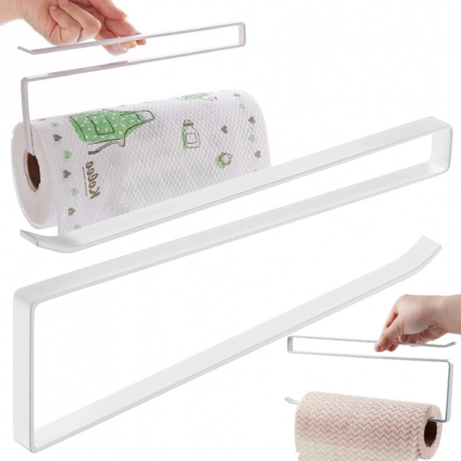 Support coulissant pour essuie-tout sous étagère – métallique, blanc mat