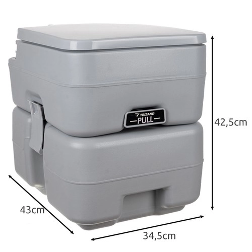Trizand 24498 Toilette de camping portable 20 + 12 l, grise