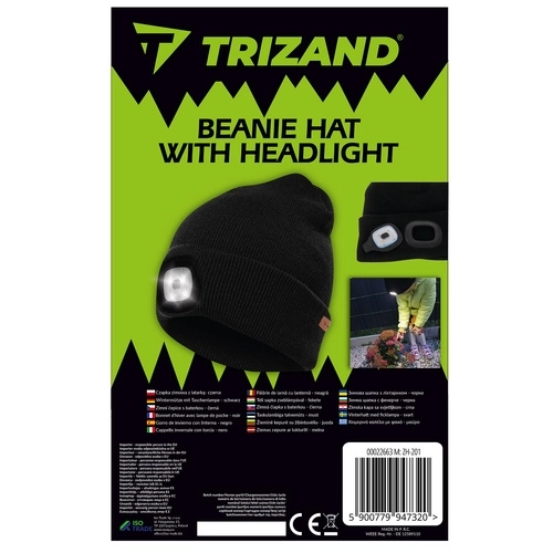 Bonnet d'hiver avec lampe frontale - Noir Trizand 22663