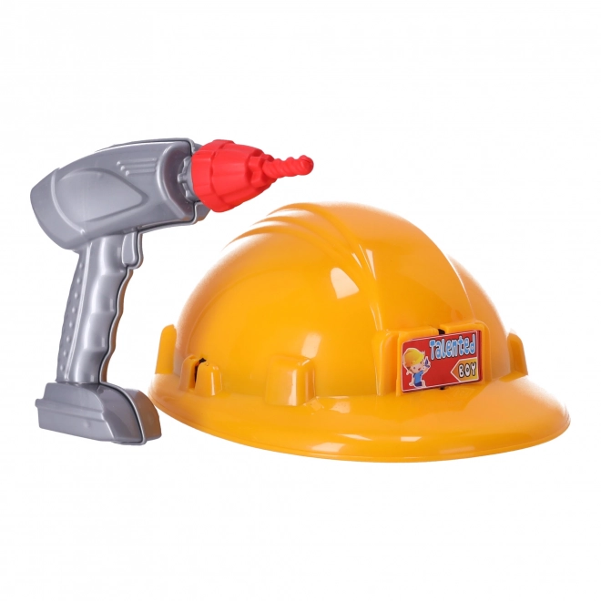 Ensemble de petit bricoleur avec casque et outils