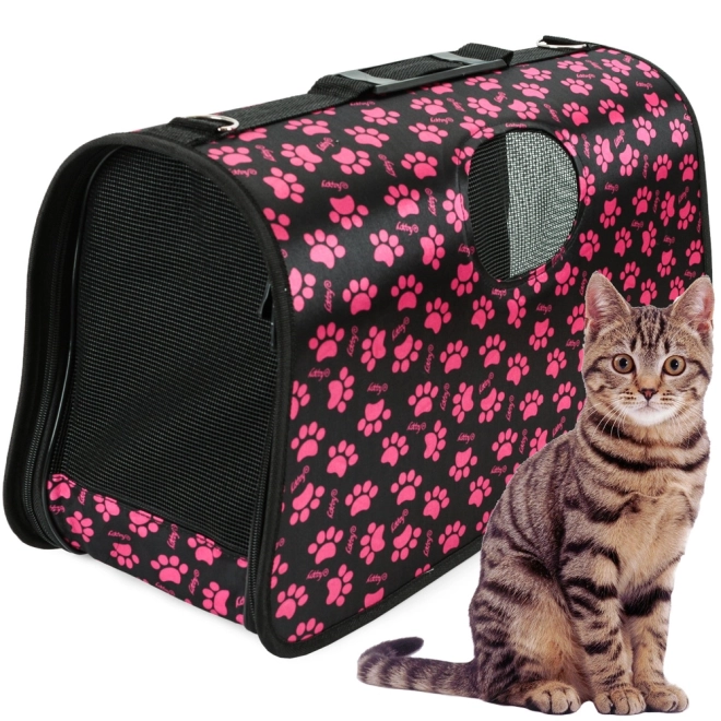 Sac de transport pour animaux de compagnie noir avec empreintes