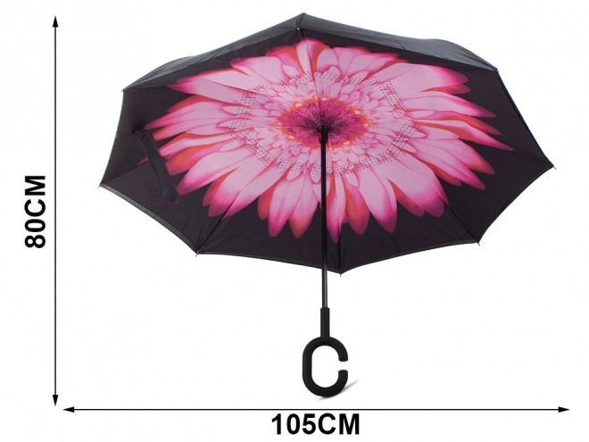 Parapluie inversé pliant, parapluie à fils solides, parapluie debout robuste – rose