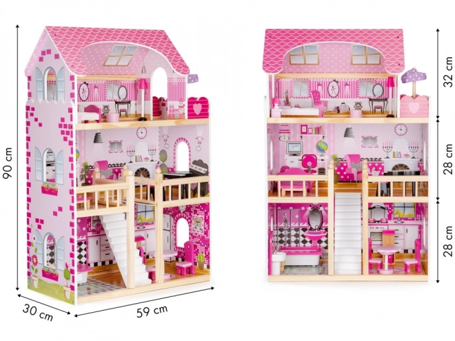 Maison de poupée en bois avec meubles de ECOTOYS