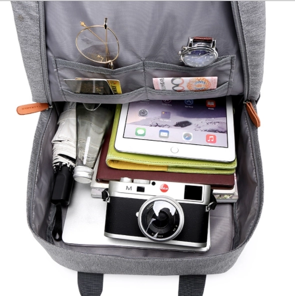 Sac à dos scolaire étudiant gris clair