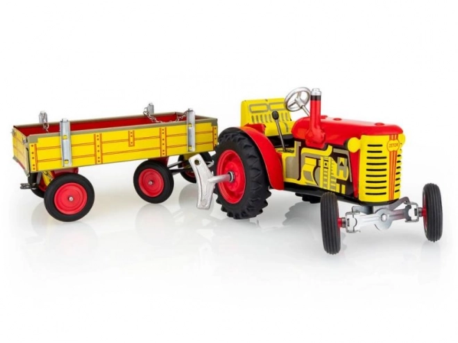 Tracteur Zetor avec remorque rouge à clé métal 28cm Kovap en boîte