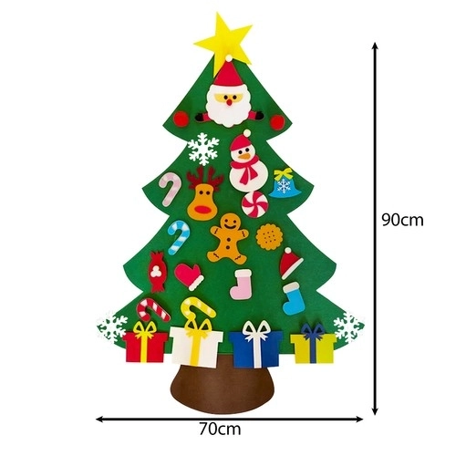 Sapin de Noël en feutre DIY avec décorations amovibles 90 cm