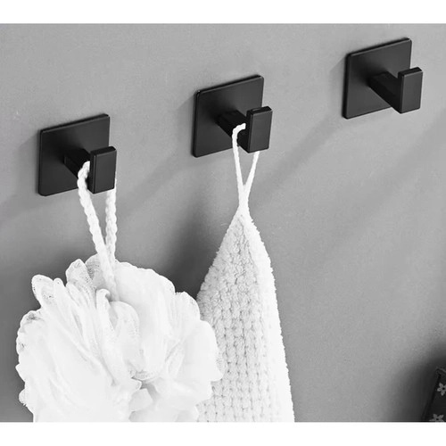 crochet autocollant noir pour serviettes dans le style loft - ensemble de 4 pièces