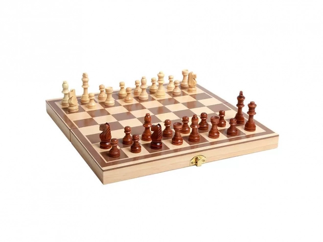 Ensemble de jeux en bois 3-en-1 : Échecs, Dames et Backgammon