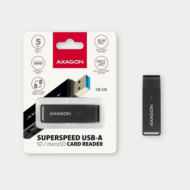 Lecteur de cartes externe USB-A 3.2 Gen 1 AXAGON avec prise en charge UHS-I