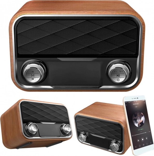 Haut-parleur rétro sans fil avec radio FM, Bluetooth et AUX