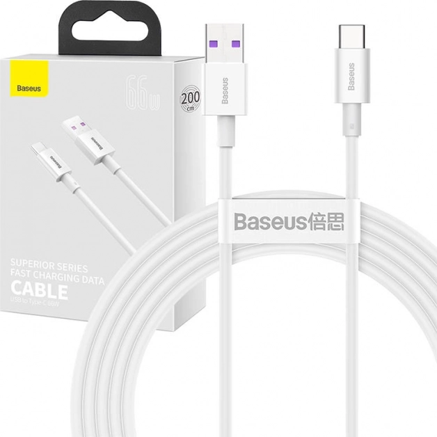 Baseus Superior câble USB vers USB‑C 66 W, 2 m, blanc