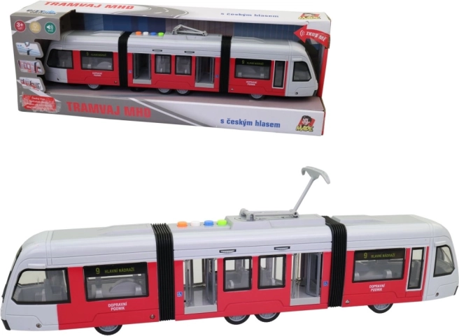 Tramway à inertie avec lumière et annonces tchèques