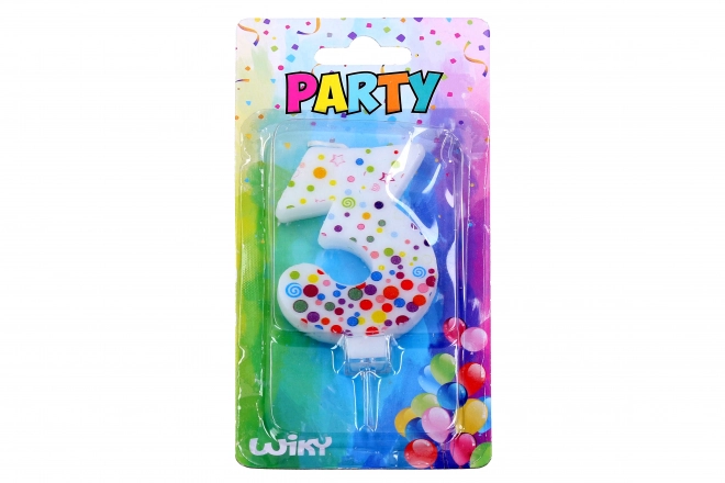 Bougie de fête chiffre 3 à pois