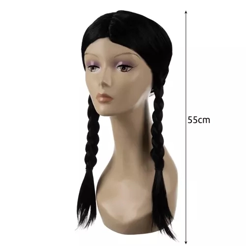 Longue perruque pour femmes avec deux tresses