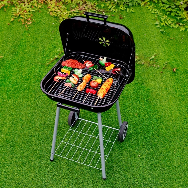 Barbecue de jardin avec couvercle basculant + roues