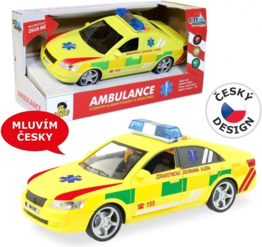 Ambulance avec gyrophare et son 1:16 à friction