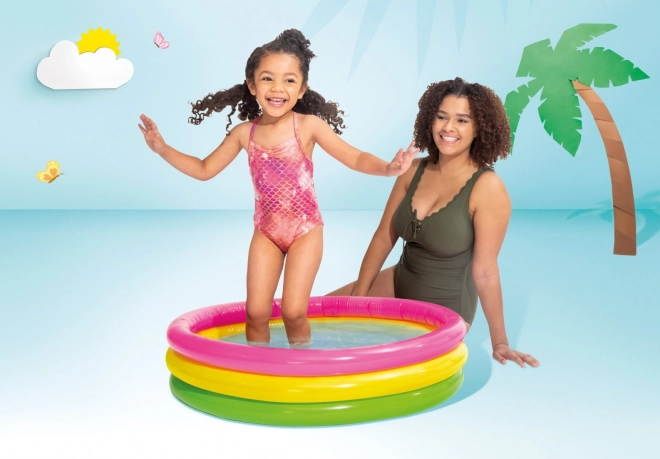 Piscine gonflable fond en spirale 86x25cm 3 chambres en boîte