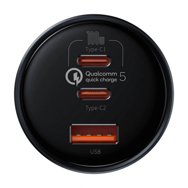 Chargeur de voiture Baseus Qualcomm, USB, 2x USB-C, 160 W (gris)