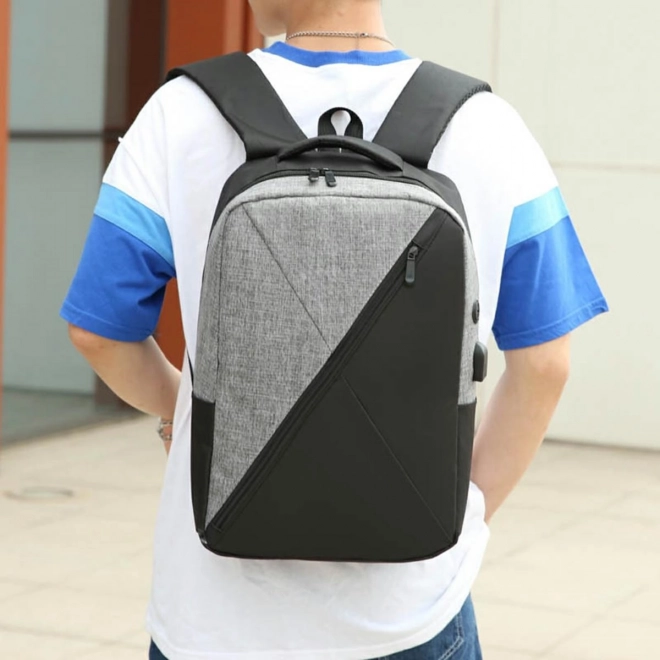 Ensemble 3 en 1 sac à dos gris, sac banane et pochette