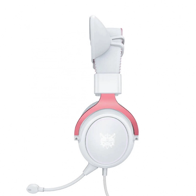 Casque de jeu Onikuma X10 blanc et rose avec oreilles de chat