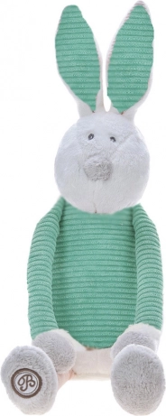 Lapin en peluche Enzo, beige et menthe, 20 cm