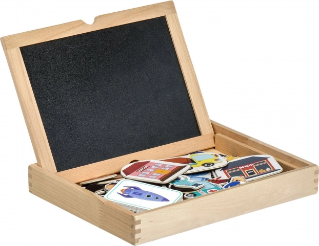 Valisette en bois avec tableau double face