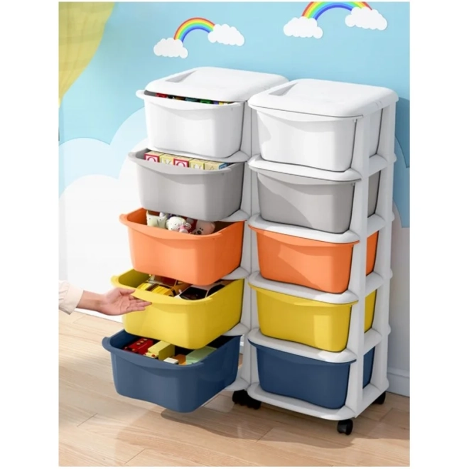 Étagère en plastique sur roulettes, tiroirs de placard, armoire PO08