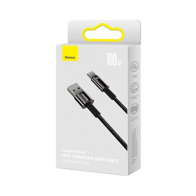 Câble Baseus Tungsten Gold USB vers USB-C, 100 W, 2 m noir