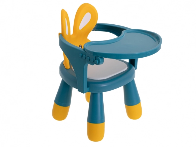 chaises pour nourrir et jouer jaune et bleu