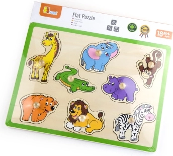 Puzzle à encastrer en bois avec animaux de la savane avec poignées 30 × 22,5 cm VIGA