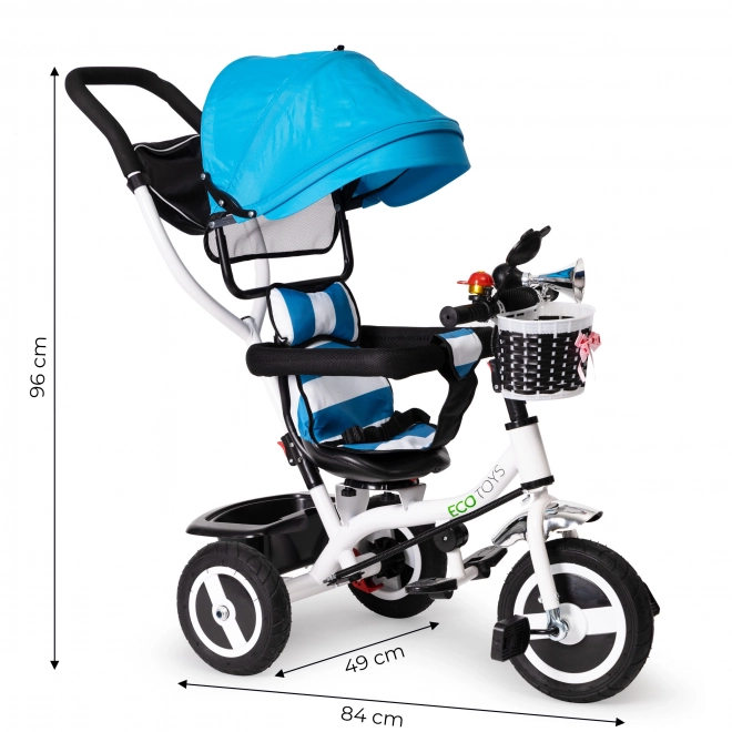 Tricycle, voiture à roues, toit bleu rotatif