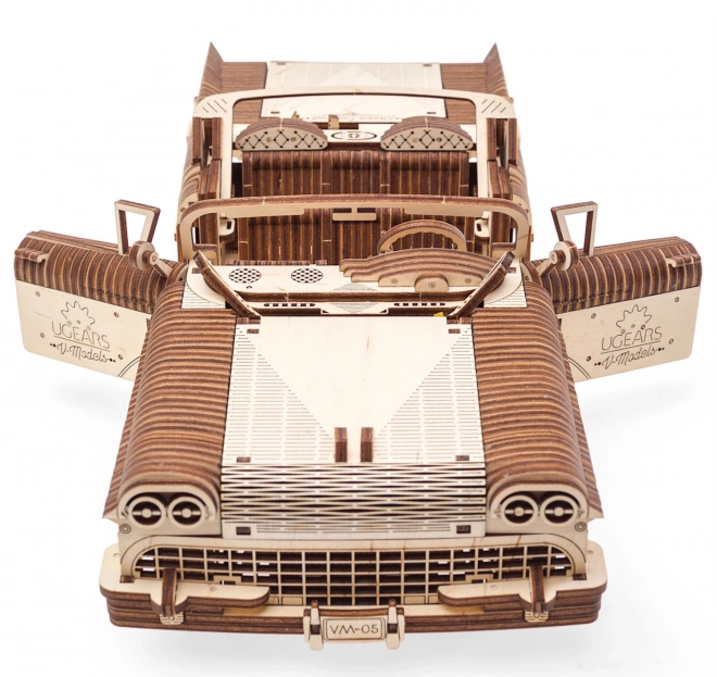Modèle de voiture mécanique en bois 3D Cabriolet des rêves