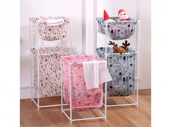 Panier à linge avec double étagère