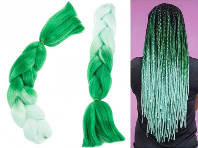 Cheveux tressés synthétiques en ombré vert