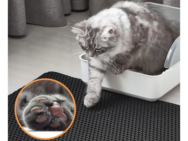 Tapis pour litière de chat avec motif hexagonal
