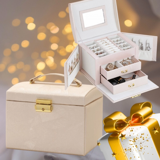 Boîte à bijoux à plusieurs niveaux dorée