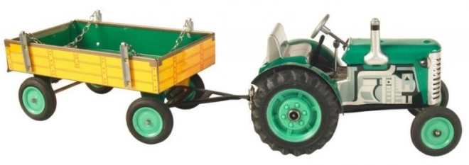 Tracteur Zetor avec remorque rouge à clé métal 28cm Kovap en boîte