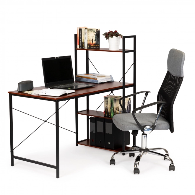 Bureau informatique en bois avec étagères de style loft