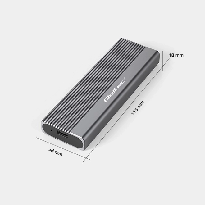 Boîtier en aluminium pour disque M.2 SSD SATA NGFF USB-C 2TB Gris