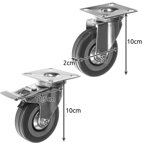 Roulettes pivotantes - set de 4 pcs. Malatec 22537