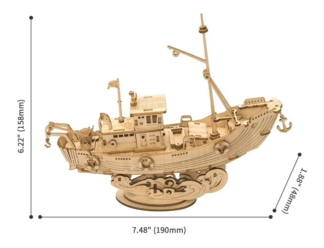 Bateau de pêche - Maquette en bois 3D